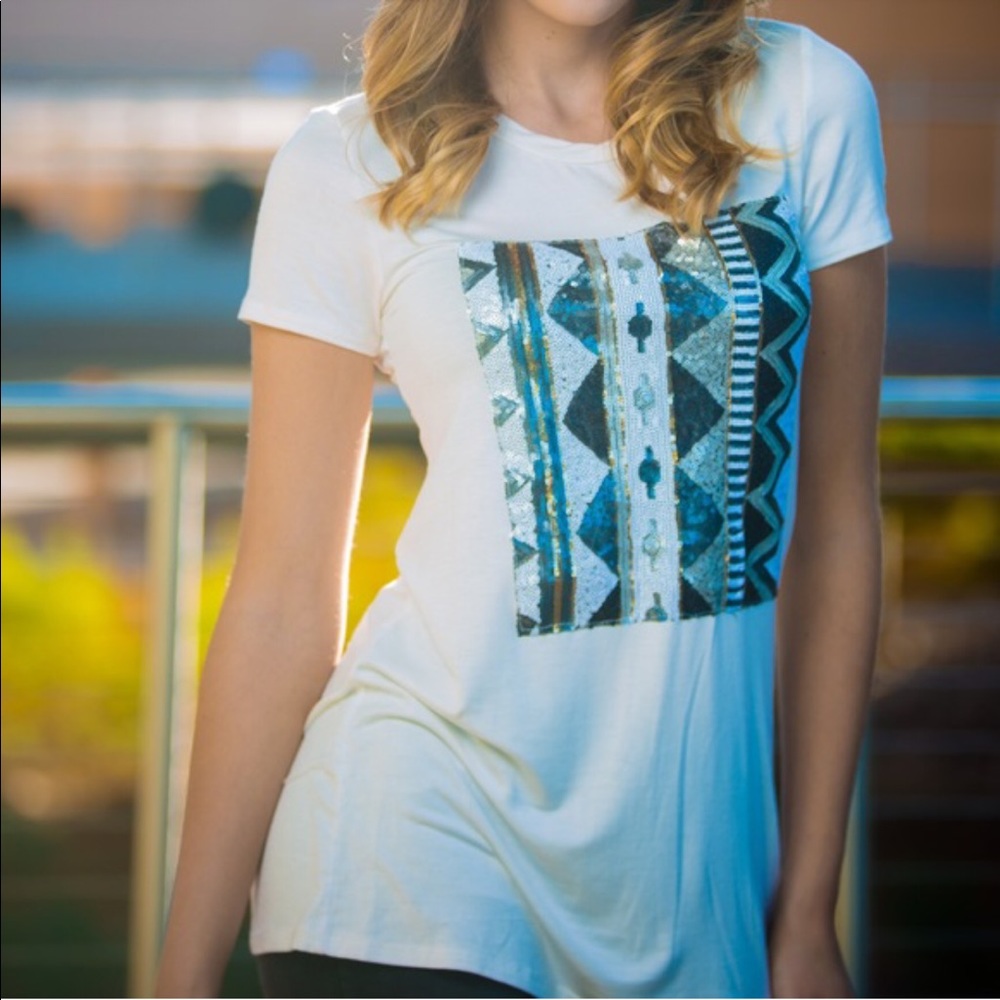 Ivory Sequin Detail Top